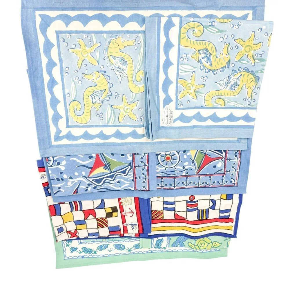Pomegranate Cotton of Nautical Marine Sailing Placemats and Napkins 4 sets